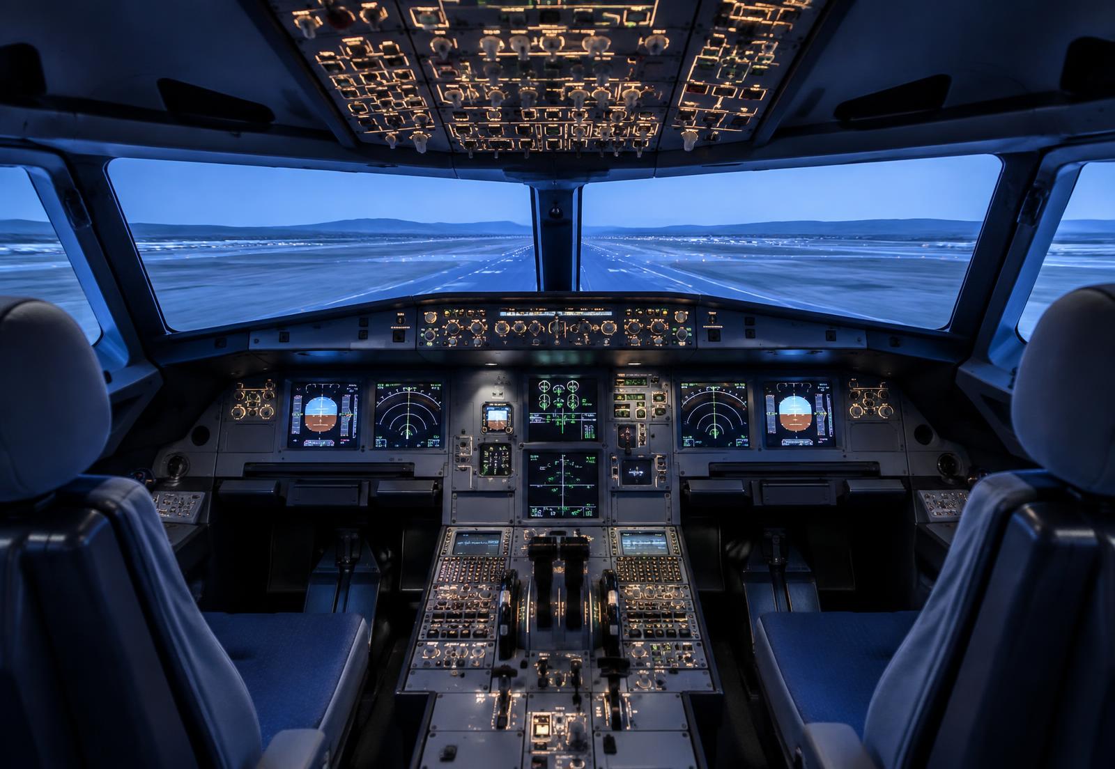 Airbus A320 simulator flight deck